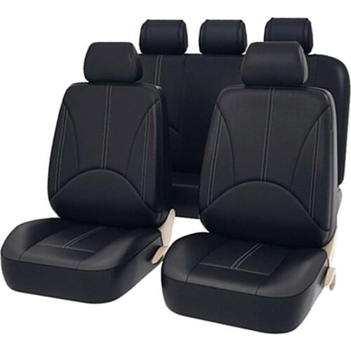 9Pcs Black Universal Car Seat Covers Leather Set Cushion 5 Seats Full Protector