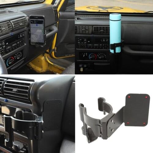 Phone Holder GPS Stand Drink/Water Cup Mount Bracket for Jeep Wrangler TJ JK JKU 1997-2010 Rubicon/Sahara/Sport Car Accessories