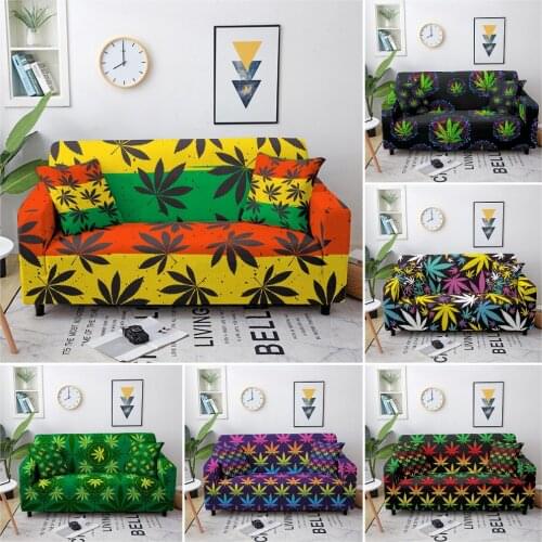Hippie Leaves Print Elastic Sofa Cover Stretch Sofa Covers for Living Room Couch Cover L Shape Sofa Slipcovers 1/2/3/4 Seaters
