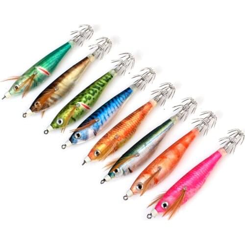 FTK 1PC 3D Eyes 8cm/10g Squid Hook Jig Luminous Shrimp Bait Artificial Lure Fishing Wobbler Octopus Bait Fishing Tackle