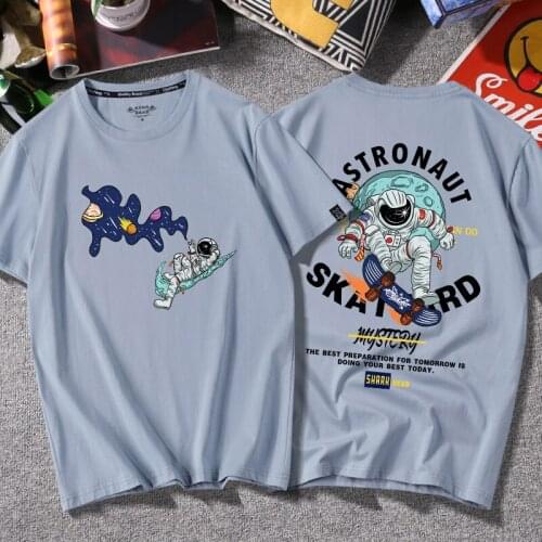 Spring Summer Cute Cartoon Print Couples T-Shirt Short Sleeve All-Match Funny Clothes Hip Hop Cotton Top Harajuku Man Streetwear