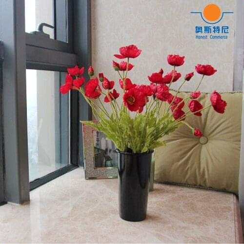 5pcs artificial flower bouquets red color artificial corn poppy flowers bouquets&Papaver rhoeas&Coquelicot bunches