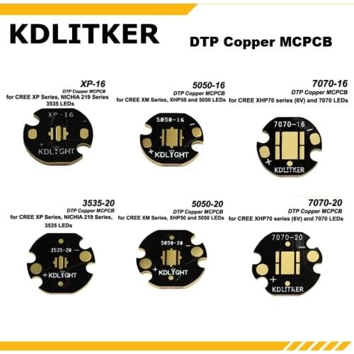KDLITKER DTP Copper MCPCB for Cree XM Series / XHP50 / 3535 / 5050 / 7070 LEDs ( 5 pcs )