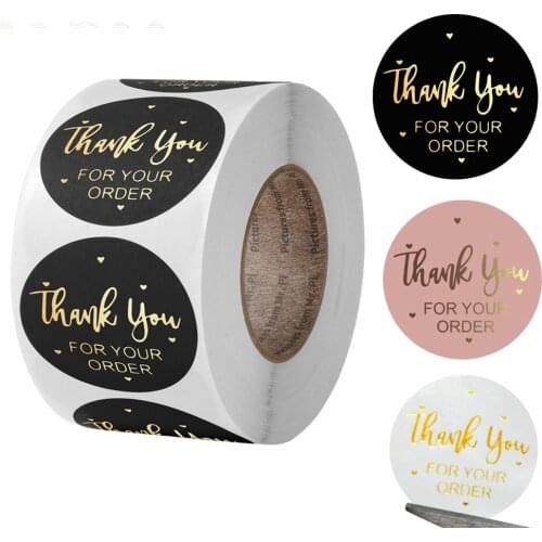 Foil Round Thank You For Your Order Sticker Heart shopping Small Handmade kraft Label