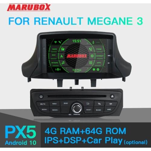 Marubox KD7237 PX5 GPS Navigation Car Radio Player for Renault Megane 3, Car Multimedia Player, Android 10.0