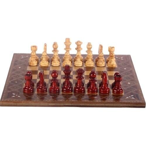 Wooden Chess Set Handmade Boxwood Flat Solid Chess Board Queens Gambit Chess Set