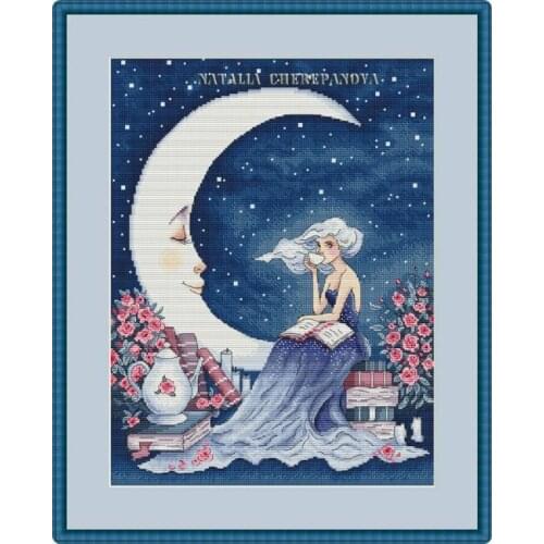 Moon girl DIY Homefun Cross Stitch Kit Packages Counted Cross-Stitching Kits New Pattern NOT PRINTED Cross stich Painting Set