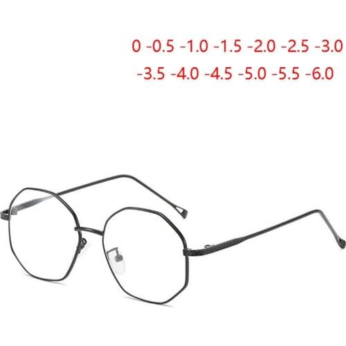 Irregular Polygon Nearsighted Glasses With Degree Women Women Clear Mirror Metal Finished Myopia Glasses SPH -0.5 -1.0 To -4.0
