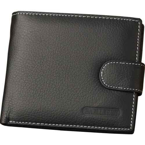 New Fashion Short Cow Leather Wallet Mens Wallets Coin Purse Credit Card Holder Business Black Practical Male Cowhide Wallets