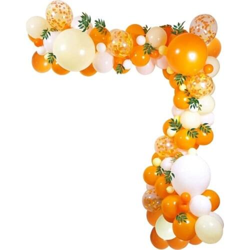 Orange Balloon Garland Arch Kit with Artificial Leaves for Birthday Sunshine Baby Shower Party Fruit Party Decorations