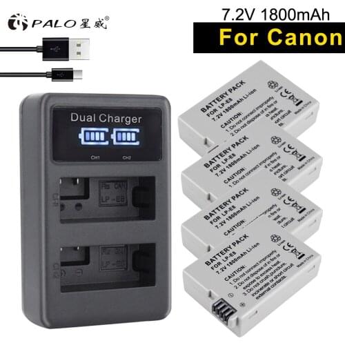 PALO 4 pcs LP-E8 digital camera batteries+charger LCD smart chip USB digital charger for canon EOS 550D 600D 700D X4 X5 T2i T3i