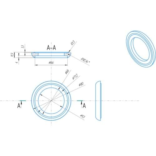 Gasket 53X80X11.3 mm ID X OD X H MM EPDM70B rubber seal drawing