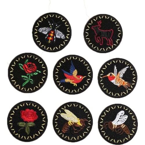 Rose Bird Bee Patches Insect Embroidered Iron on Patch for Clothes Badges Sewing Bag Pant Sticker Drop Shipping