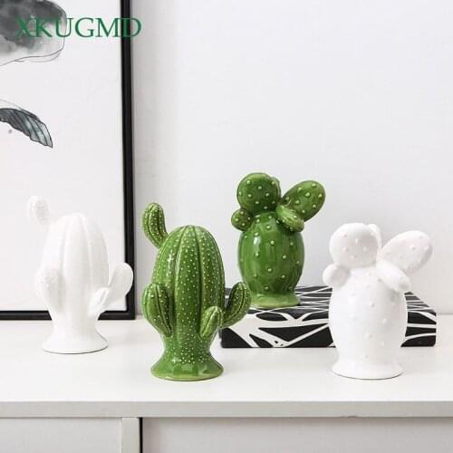 Northern Europe Simple Ceramic Cactus Ornaments Modern Home Decor Crafts Wedding Decoration Gifts