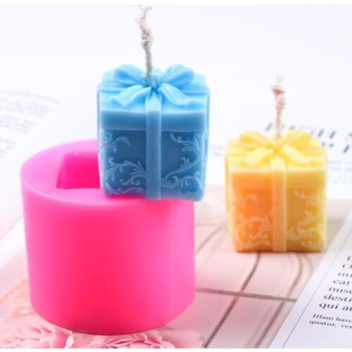 Silicone Candle Mold Cute Gift Box Shape Candle Making Molds DIY Plaster Aroma Decorating Tools Handmade Soap Mould Cake Craft