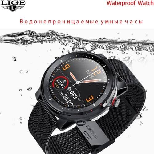 LIGE 2021 IP68 Waterproof Smart Watch Men ECG Heart Rate Blood Pressure Monitor LED Flashlight Sports Fitness Tracker smartwatch