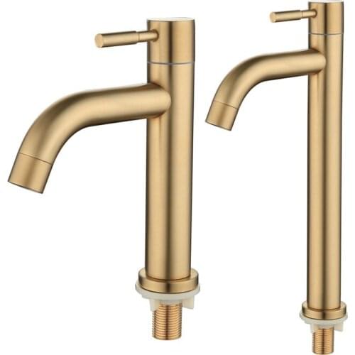 Bathroom Faucet SUS304 Brushed Gold Bathroom Basin Faucet Cold Hot Water Mixer Sink Tap Single Handle Deck Stainless Steel Gold