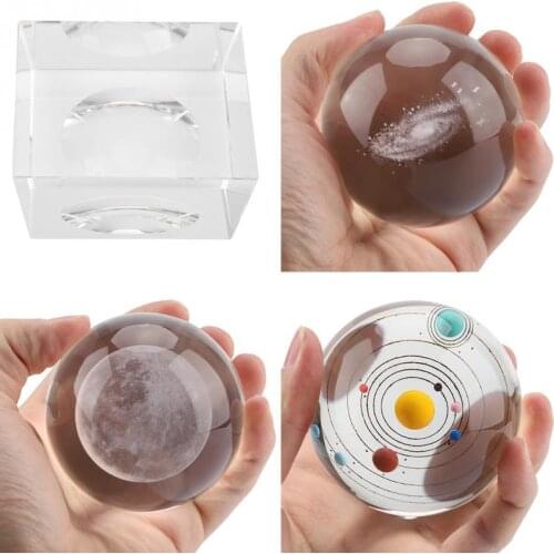 Solar System Crystal Ball Crystal Quartz Ball Crystal Stone Galaxy Planet Model Glass Ball Home Decoration Lucky Birthday Gift