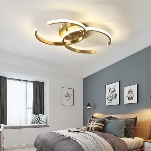 Modern Creative Brass Led Ceiling Lights Dining Living Room Surface Mount Copper Ceiling Lamp Bedroom Indoor Lighting Fixtures