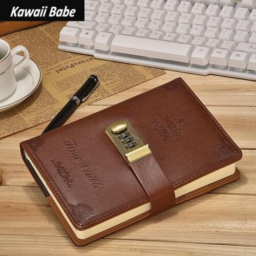Vintage Creative Journals Notebooks Notepad Stationery Password Book with Lock B6 School Office Supplies Diary Cover Planner
