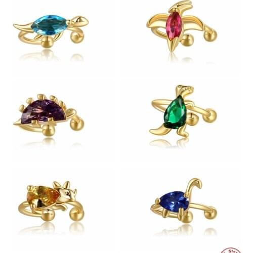 AIDE 1pcs 2021 Trend Gold Plating Small Dinosaur Ear Bone Clip Earring 18K Gold Earring For Women Fashion Jewelry Gift Joyero CZ