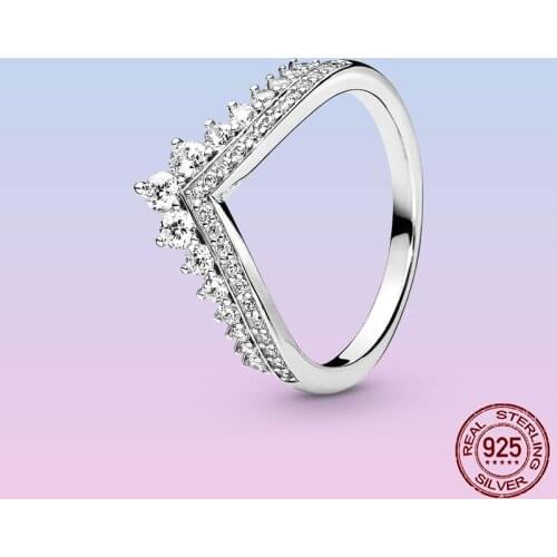 Female Finger Ring 925 Sterling Silver Princess Wishbone Women Rings for Women Clear CZ Wedding Bride Engagement Jewelry Anel