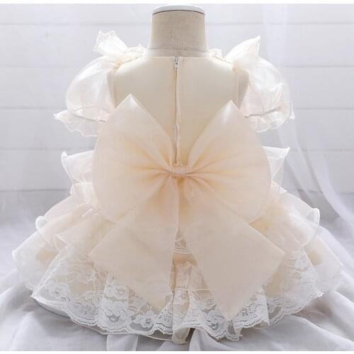 1-5T Newborn Lace Lolita Dress Fluffy Baptism Dress 1st Birthday Dress For Baby Girl Clothes Princess Dresses Christening Gown
