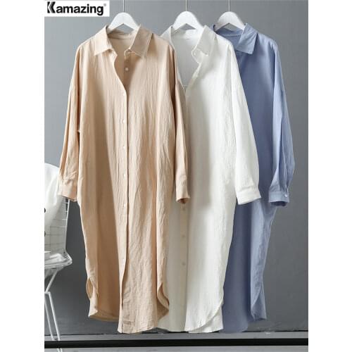 Long Sleeve Women Long Shirt Dress Spring Autumn Casual Buttons Loose Clothes Robe Femme Vestido