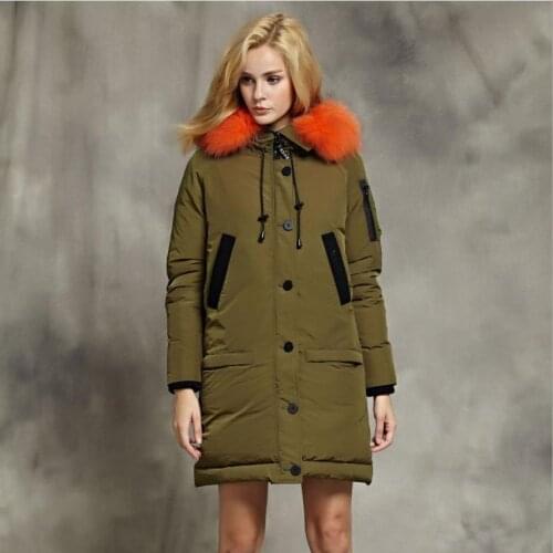 Winter new fashion brand 90% white goose down jacket female big natural fur collar hooded thicker warm goose down coat wq436