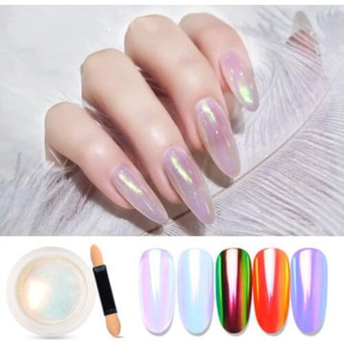 0.2g Mermaid Pearl Shell Shimmer Mermaid Nail Glitter Powder Glimmer Dust Pretty Laser Glitter Nail Art Polish Decoration Powder