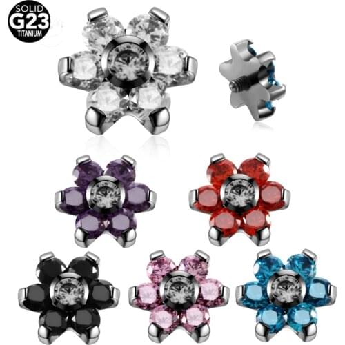 1pc G23 Titanium Micro Dermal Anchor Top Flower Skin Diver Implants Jewelled Sexy Body Jewelry Piercing Hide Rings Attachments