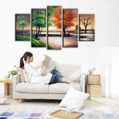 100% Hand painted oil painting canvas painting forest landscape pictures painting can match 5pcs/set WX-1507118