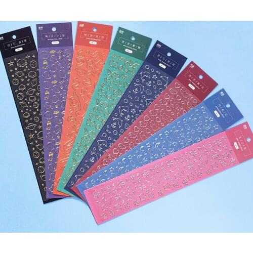2 Sheets Bronzing Hot Silver Stickers Creative Simplicity Hand Account Decoration Material Labels Stickers Stationery Supply