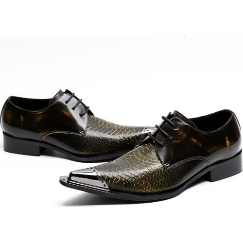 2020 Fashion Man Formal Shoes High Quality Genuine Leather Personality Men Business Dress Oxford Wedding Shoes US 14