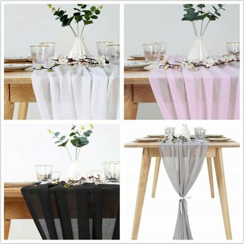 30 X 305cm Flowy Chiffon Table Runner Kitchen Living Room Party Gauze Table Overlay For Party Wedding Decor 6 Color