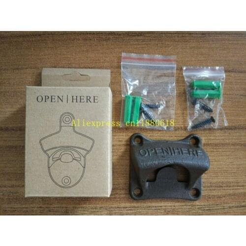 50pcs/lot Free Shipping Wholesale 4 holes Style Metal Wall mounted bottle opener Mount beer opener With 4 screws or box