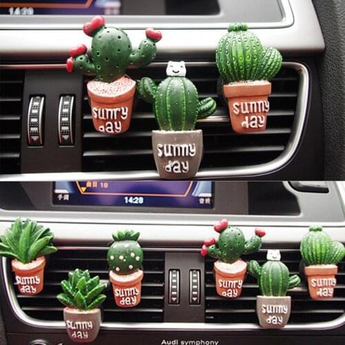 80% Hot Sale Green Cactus Potted Auto Interior Trim Air Outlet Perfume Clip Car Accessory