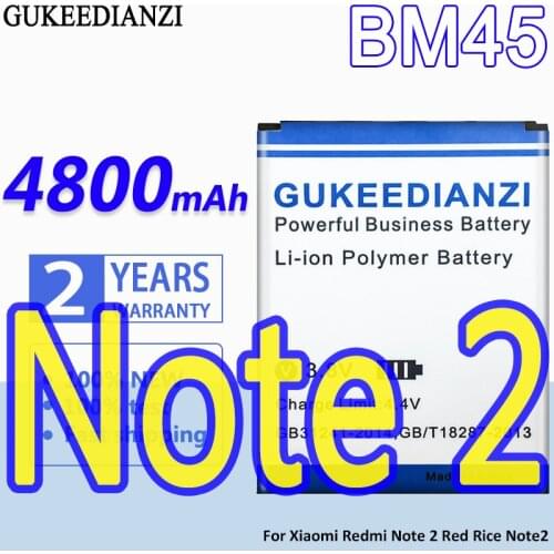 High Capacity GUKEEDIANZI Battery BM45 4800mAh For Xiaomi Redmi Note 2 Red Rice Note2