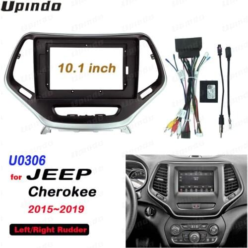 2 Din 10.1 Inch Car Radio Fascia Panel Frame CAN-Bus and Cable for JEEP Cherokee 2015-2019 ABS Plastic Installation Trim Kit