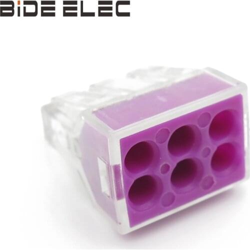 BIDE ELEC PCT-106 10PCS Yellow Push-In Compact Wire Wiring Connector 6 Pin Conductor Terminal Block With Lever 0.75-2.5mm2 CE UL