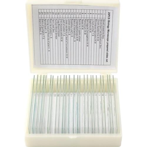 Biology 25/50/100 pieces prepared glass microscope accessories slide school laboratory Chinese English label teaching samples