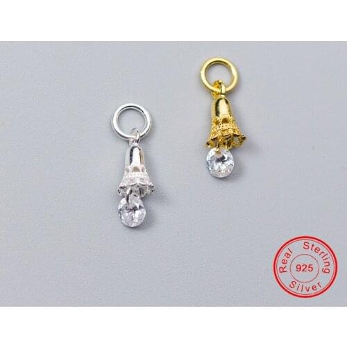 UQBing Gold Silver CZ Zircon Dangle Charms DIY Real 925 Sterling Silver Bracelet Necklace Jewelry