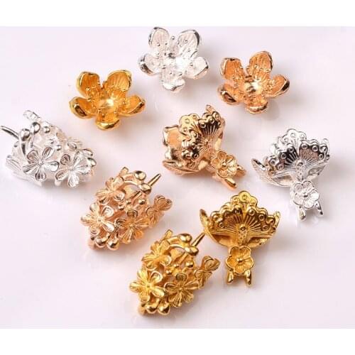20 Pcs Exquisite Alloy Flower Base Setting Bead Cap Hair Accessories Findings DIY Jewelry Making
