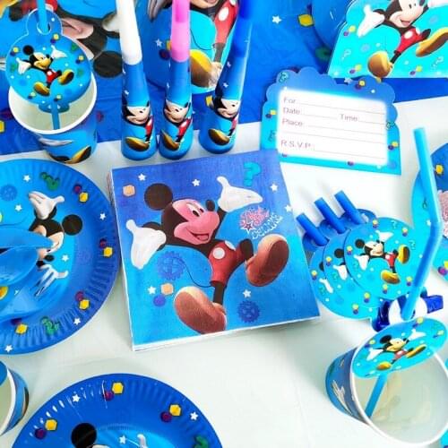 Disney Mickey Theme Kid Birthday Party Supplies Kid Disposable Tableware Party Balloon Set Birthday Party Decorations Supplies