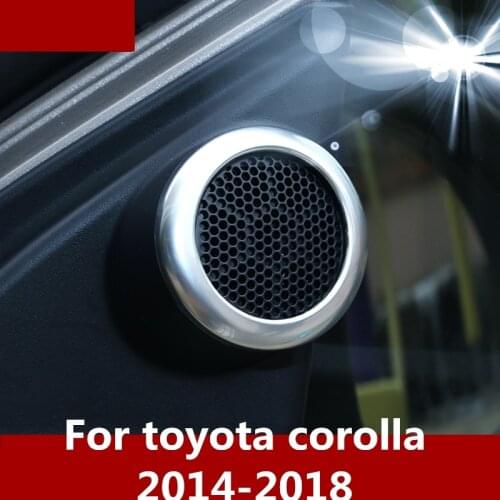 For toyota corolla 2014-2018 ABS Chrome Car Door Audio Speaker Frame Decoration Cover Trim Interior decoration Auto Accessories