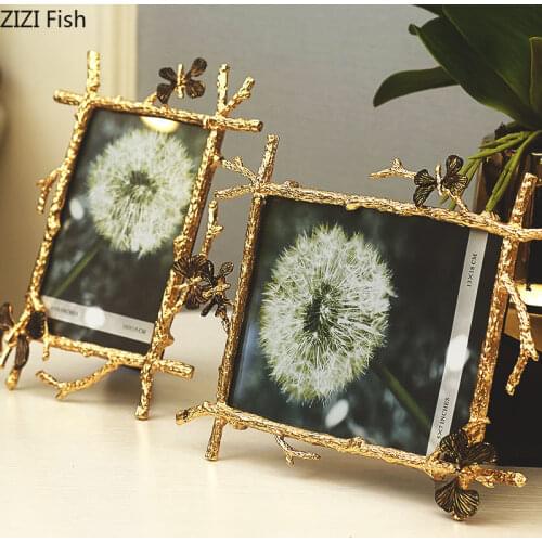 European Metal Gold Butterfly Photo Frame Home Desktop Bedside Table Romantic Decoration 6/7inch Photo Storage Box Photo Frame