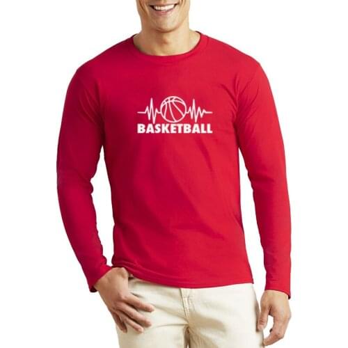 New Basketballer Heartbeat Long Sleeve T-Shirt Men Brand Clothing Top Quality Fashion Mens T Shirt 100% Cotton Spring New Fashi