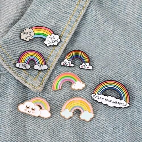 Personality creative rainbow bridge cloud badge set brooch denim bag jewelry