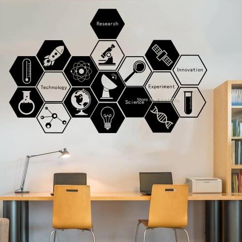 Science Technology Innovation Wall Decal Creative Vinyl Sticker Wall Art for Nursery Student Study Classroom Decor Decals LC1404