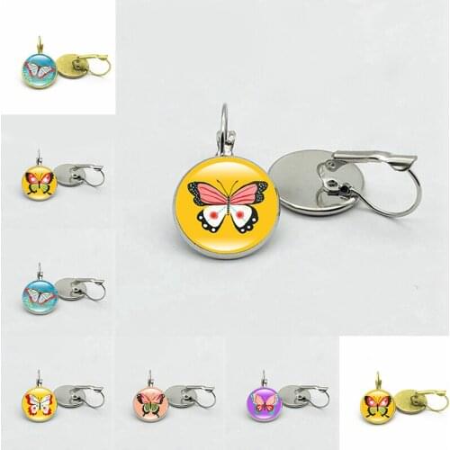 2021 Color Beautiful Butterfly Earrings, Silver Bronze Earrings, Glass Earrings, Fashion Girls, Jewelry, Exquisite Gifts